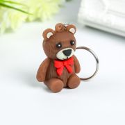 Брелок МИШКА С БАНТИКОМ резина, цвет микс