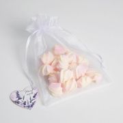 Мешочек подарочный органза белый «Лаванда», с шильдиком, 16 х 24 см