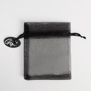 Мешочек подарочный органза черный «Подарок», с шильдиком, 10 х 12 см