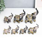Сувенир полистоун «Семь рыцарских слонов» h-11,2;10,5;9,5;8,5;7,5;6,5;5,5 см   4311173