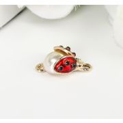 Декор для творчества металл, эмаль, стразы «Божья коровка» 2х1,3 см   4285479