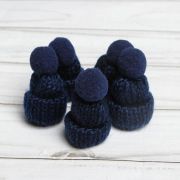 Шапка для игрушек вязаная с помпоном, набор 1 шт., цвет синий