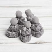 Шапка для игрушек вязаная с помпоном, набор 1 шт., цвет серый
