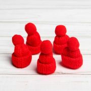 Шапка для игрушек вязаная с помпоном, набор 1 шт., цвет красный