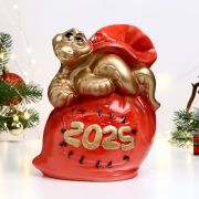 Новогодняя копилка «Змея 2025 на мешочке» золотая, 23х16см 10646407