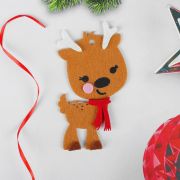Новый год! Набор для творчества - создай ёлочное украшение из фетра «Оленёнок в шарфике»