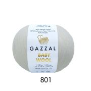 Пряжа «Baby wool» Gazal 50 г/175 м, 801 белый