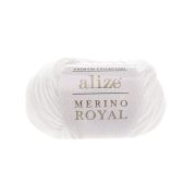 Пряжа Merino Royal (Alize) 100% мериносовая шерсть 50гр/100м, 55-белый
