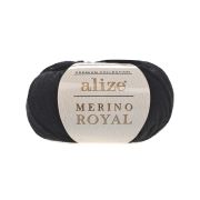 Пряжа Merino Royal (Alize) 100% мериносовая шерсть 50гр/100м, 60-черный