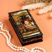Шкатулка - купюрница «Девочка у окна» ,  8,5*17 см, лаковая миниатюра