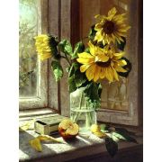 Алмазная мозаика 40x50 «Подсолнухи на окне»