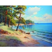 Алмазная мозаика 40x50 «Сосны на берегу»