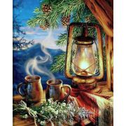 Алмазная мозаика 40x50 «Чай и фонарь»