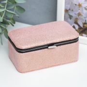 Шкатулка кожзам для украшений «Мелкие квадратики. Розовый» 6х7х12 см