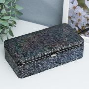 Шкатулка кожзам для украшений «Маленькие пятнышки. Синяя голография» 6х9,8х18,5 см