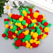 Декор для творчества «Помпончики. Рождество» d=1-3 см набор 135 шт