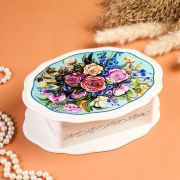 Шкатулка «Букет роз» , белая 20*15 см, лаковая миниатюра