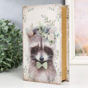 Шкатулка книга-сейф «Енотик в веночке», дерево, искусственная кожа, 21×13×5 см