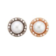 Пуговица на ножке 23 мм MP08 ,  (металл/жемч.) золотой