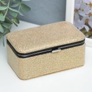 Шкатулка кожзам для украшений «Мелкие квадратики. Золото» 6х7х12 см