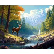 Картина по номерам «Олень на берегу лесной реки» 40x50 см