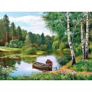 Картина по номерам «Одинокая лодка у берега реки» 40x50 см