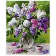Картина по номерам «Чашка чая под букетом сирени» 40x50 см