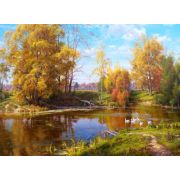 Картина по номерам «Осенний лес и берег реки» 40x50 см