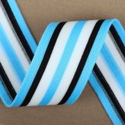 Тесьма трикотажная лампас 40 мм, 9.1±0.5 м, голубая, чёрная, белая