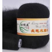 Пряжа Норка длинноворсовая 90% пух норки 10% полиамид 50 г/350 м, 32 черный