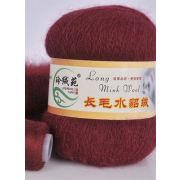 Пряжа Норка длинноворсовая 90% пух норки 10% полиамид 50 г/350 м, 27 вишня