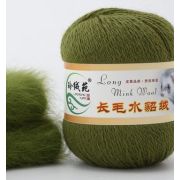 Пряжа Норка длинноворсовая 90% пух норки 10% полиамид 50 г/350 м, 37 зеленый