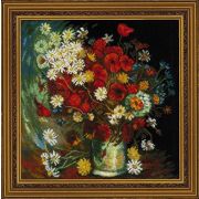 Набор для вышивания *Риолис* 1591 «Ваза с маками васильками и хризантемами» 30*30 см