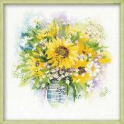 Набор для вышивания крестом «Риолис» Premium 100/007 «Акварельные подсолнухи» 30*30 см