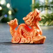 Фигура «Дракон огненный малый» алый с позолотой, 5х6х3см
