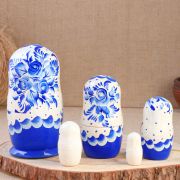 Матрёшка «Гжель» 5-кукольная 18 см, ручная роспись, Россия