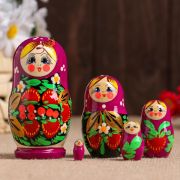 Матрёшка «Божья коровка» 5 кукольная 9-11 см, ручная роспись, Россия