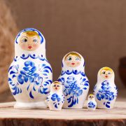 Матрёшка «Гжель», 5 кукольная 10 см, ручная роспись, Россия