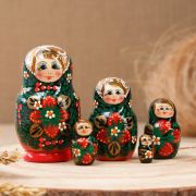 Матрёшка «Хохлома» 5 кукольная 10 см, ручная роспись, Россия