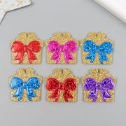 Декор «Подарок с бантом» 4х4 см 1 шт фоамиран глиттер