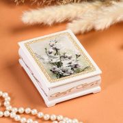 Шкатулка «Цветение» , белая 8*10,5 см, лаковая миниатюра