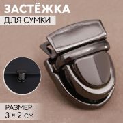 Застёжка для сумки, 3 × 2 см, цвет чёрный никель