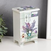 Шкатулка дерево комод 3 ящика «Лаванда в вазах» 18,5х11,5х7,5 см